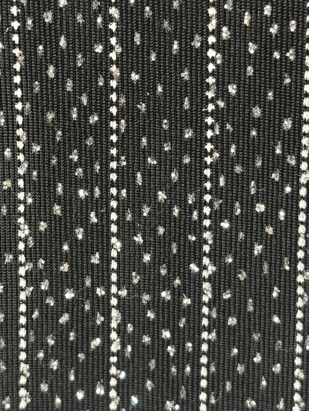 Xscape Womens Medium Evening Cardigan Jacket Black Silver Glitter Stripes LS
